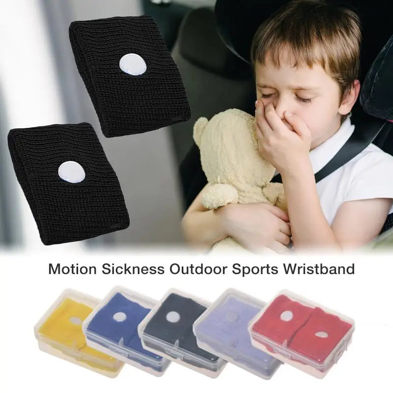 2Pcs anti Nausea Wrist Band Wrist Support Sports Safety Wristbands Anti-Motion Sickness Bracelet Wrist Band Outdoor Travel Kit